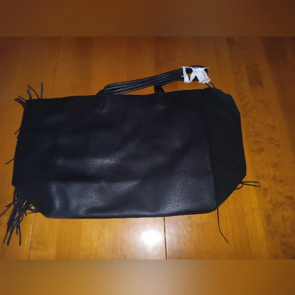 Victoria's Secret Black Fringe Tote Bag - Picture 2 of 2